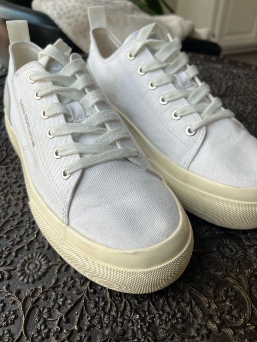 SAM EDELMAN SONIA PLATFORM WHITE CANVAS SNEAKERS 9 - Picture 11 of 12